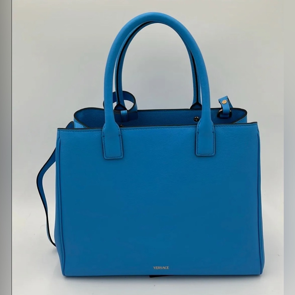 Versace La Medusa Large Chain Tote Bag Blue Women's Handbag crossbody purse - Picture 4 of 16